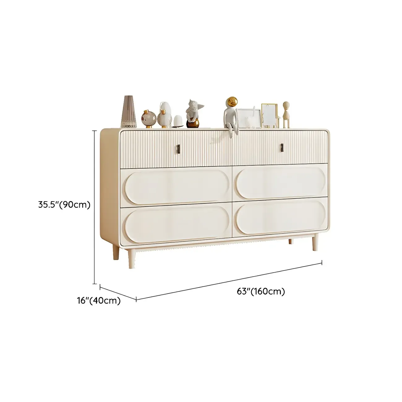 Classic White Wooden Chest with Metal Handles & Drawers Image - 13