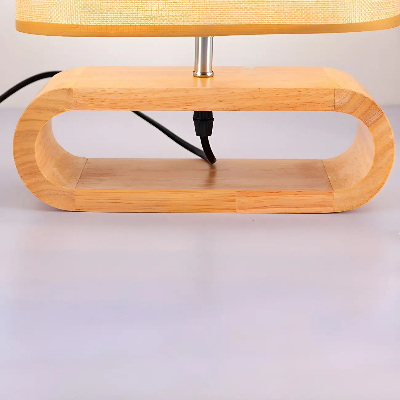 Bedside Wood LED Plug In Table Lamp in Fabric Shade Image - 5 | homeyfad