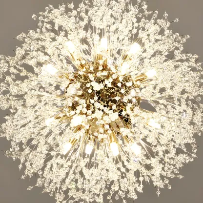 Gold Crystal Explosion Glass Modern Black Chandelier Image - 7