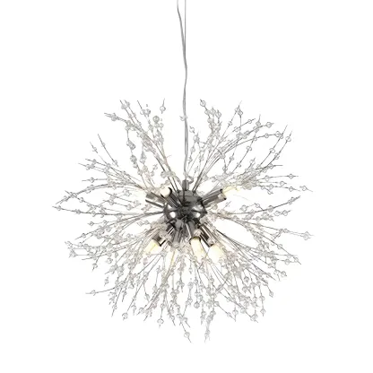 Gold Crystal Explosion Glass Modern Black Chandelier Image - 12