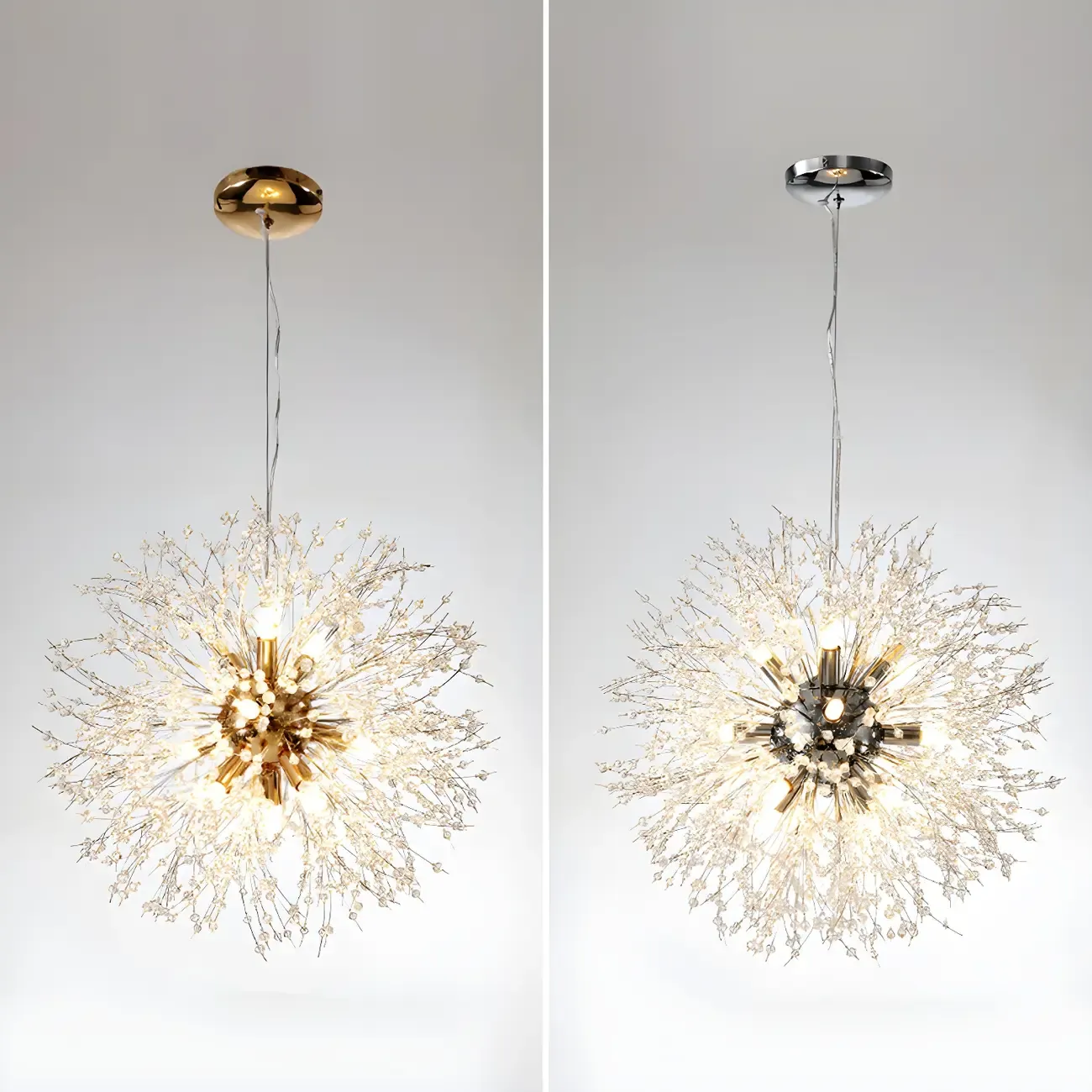 Gold Crystal Explosion Glass Modern Black Chandelier Image - 18