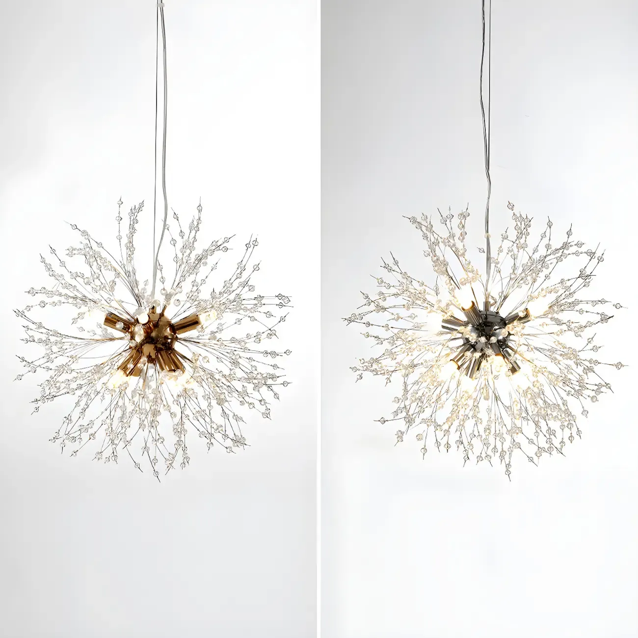 Gold Crystal Explosion Glass Modern Black Chandelier Image - 19