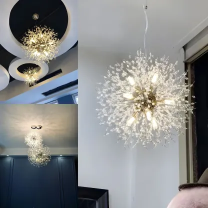 Gold Crystal Explosion Glass Modern Black Chandelier Image - 23