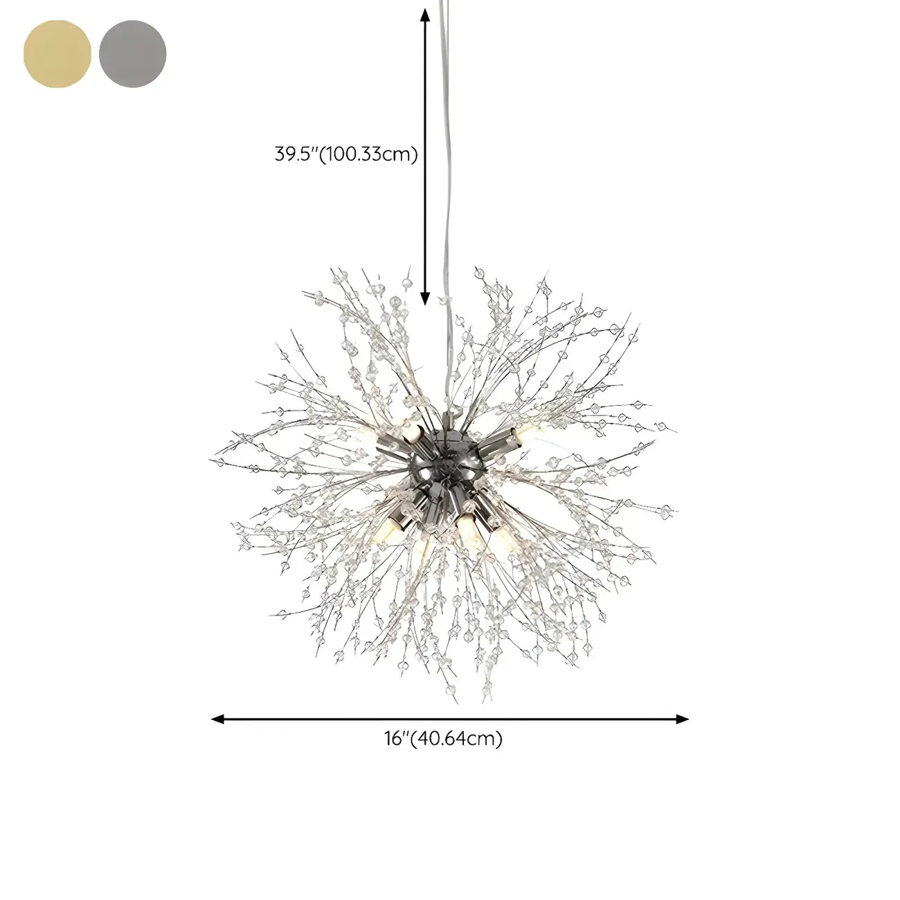 Gold Crystal Explosion Glass Modern Black Chandelier #size