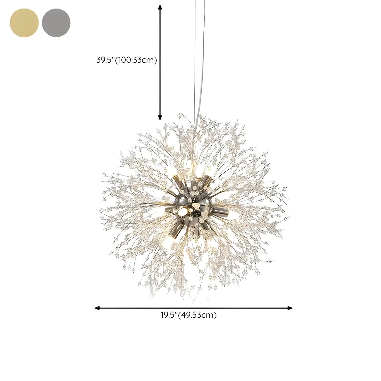 Gold Crystal Explosion Glass Modern Black Chandelier Image - 25
