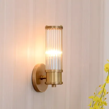 Stylish Gold Tube Vanity Light with Glass Shade for Bathroom Image - 2