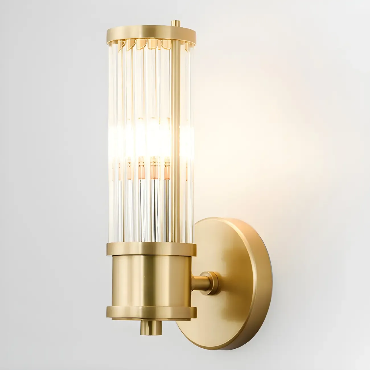 Stylish Gold Tube Vanity Light with Glass Shade for Bathroom Image - 3