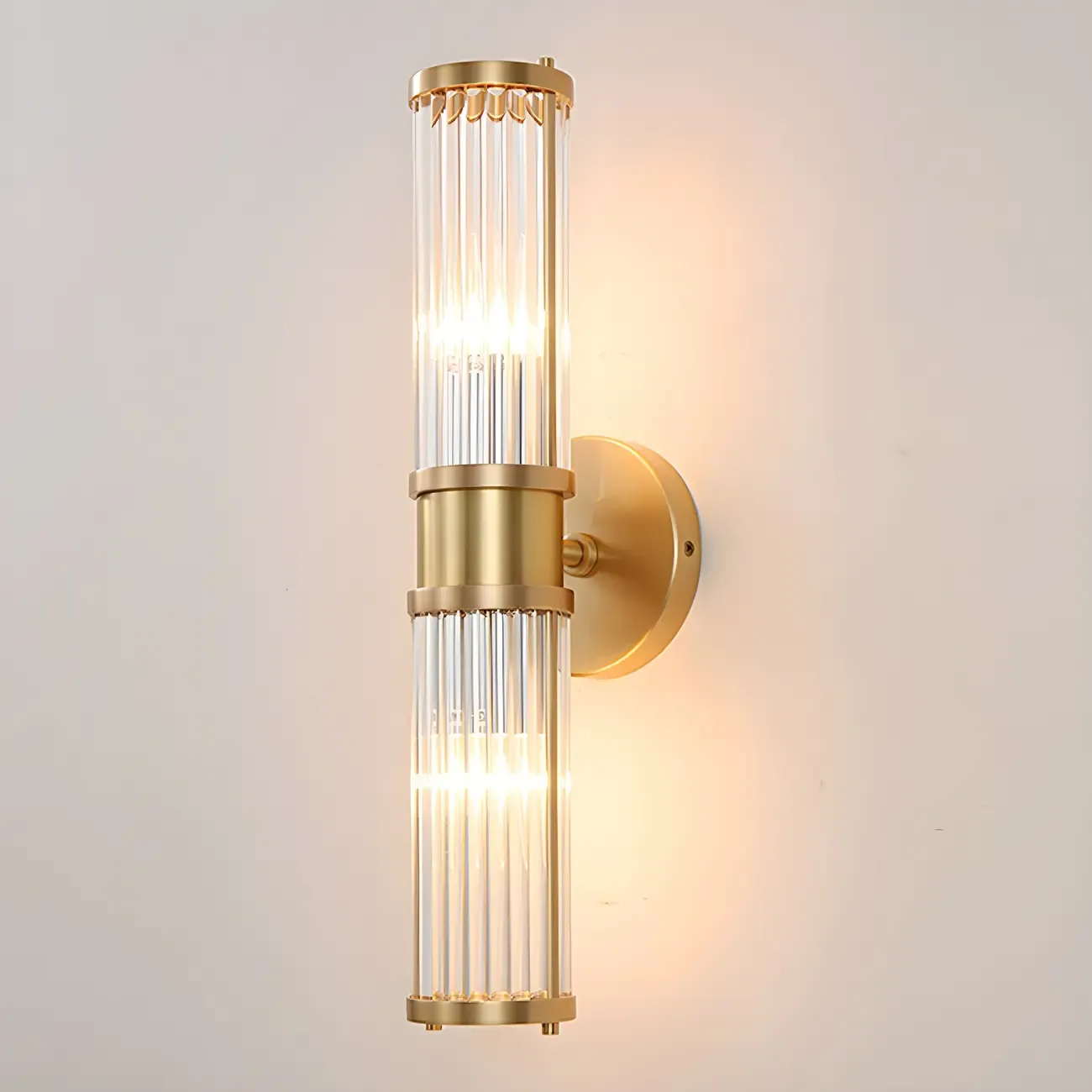 Stylish Gold Tube Vanity Light with Glass Shade for Bathroom Image - 4