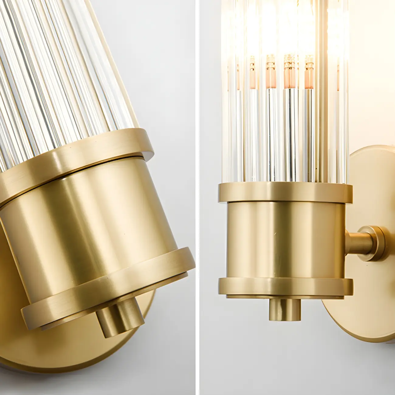 Stylish Gold Tube Vanity Light with Glass Shade for Bathroom Image - 7 | homeyfad