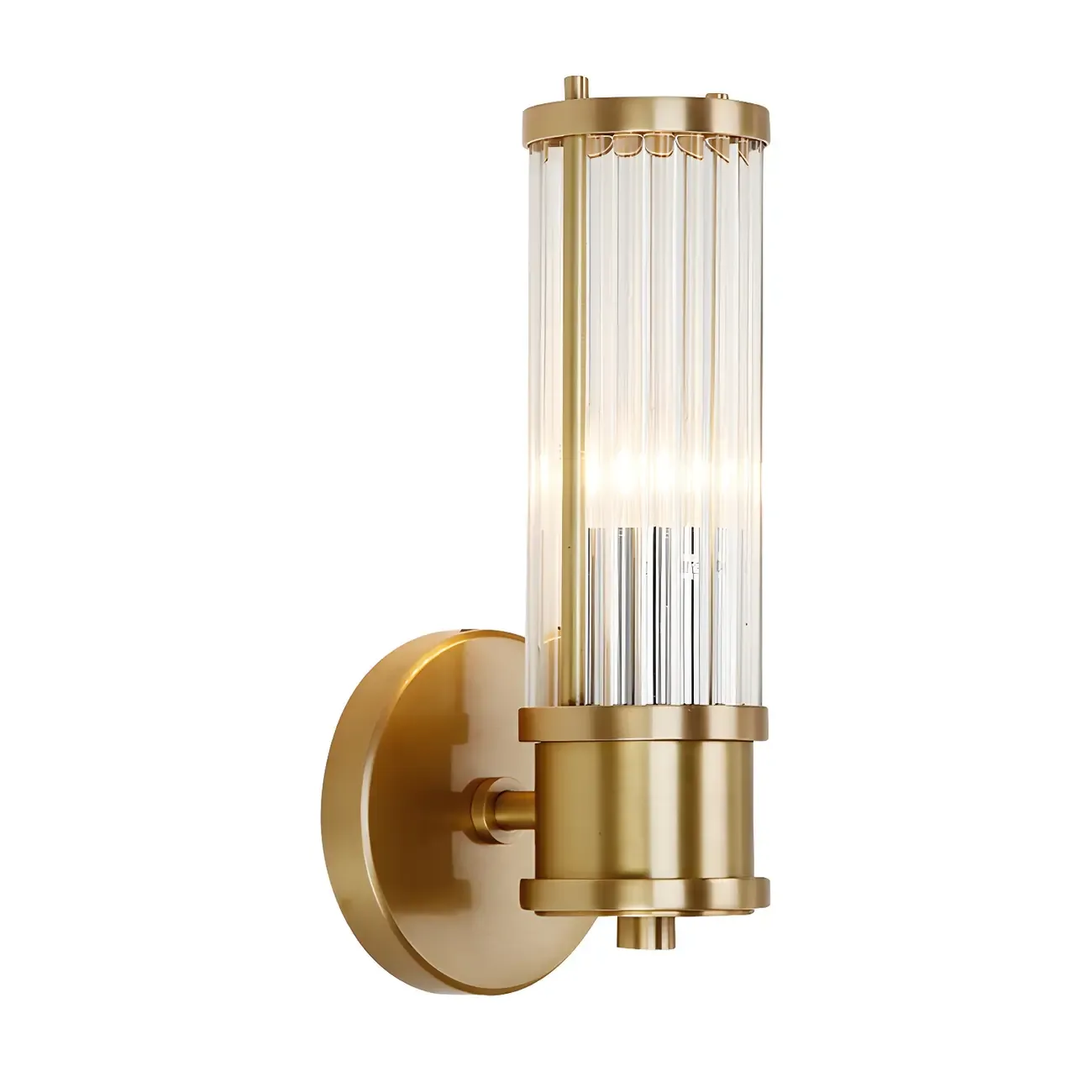 Stylish Gold Tube Vanity Light with Glass Shade for Bathroom Image - 8