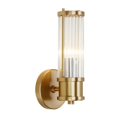 Stylish Gold Tube Vanity Light with Glass Shade for Bathroom Image - 8