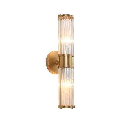 Stylish Gold Tube Vanity Light with Glass Shade for Bathroom Image - 9