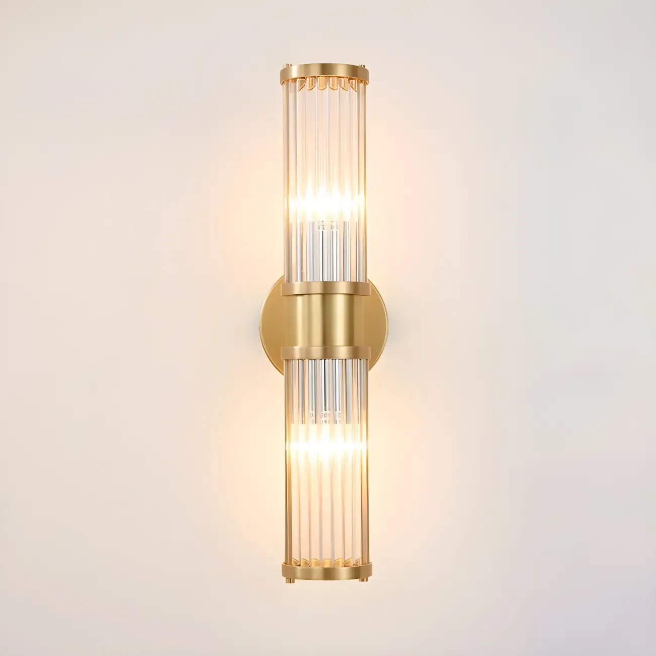 Stylish Gold Tube Vanity Light with Glass Shade for Bathroom Image - 10