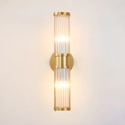 Stylish Gold Tube Vanity Light with Glass Shade for Bathroom Image - 10