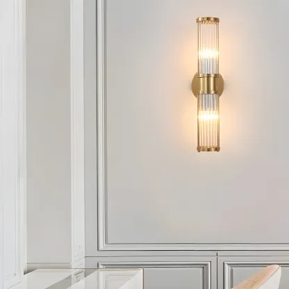 Stylish Gold Tube Vanity Light with Glass Shade for Bathroom Image - 13