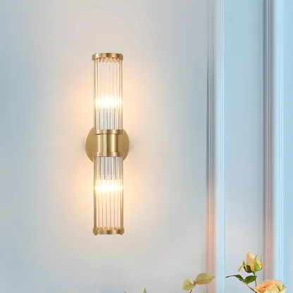 Stylish Gold Tube Vanity Light with Glass Shade for Bathroom Image - 14