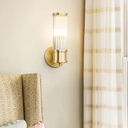 Stylish Gold Tube Vanity Light with Glass Shade for Bathroom Image - 5