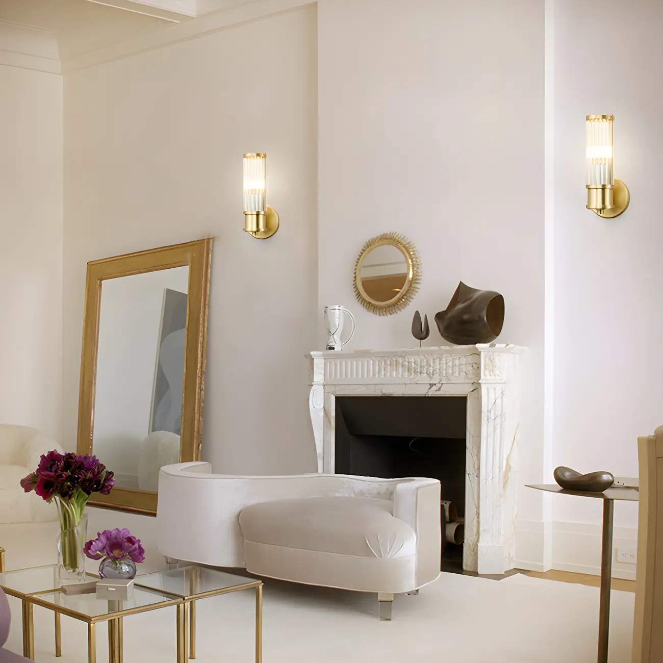 Stylish Gold Tube Vanity Light with Glass Shade for Bathroom Image - 15 | homeyfad