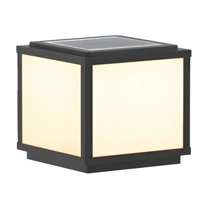 Solar Black Metal Modern Cube Post Cap Light Image - 11