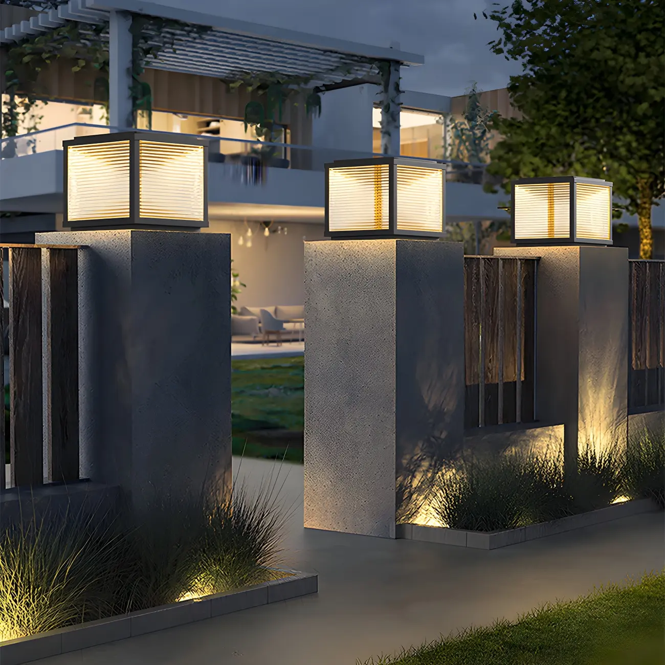 Solar Black Metal Modern Cube Post Cap Light Image - 3 | homeyfad