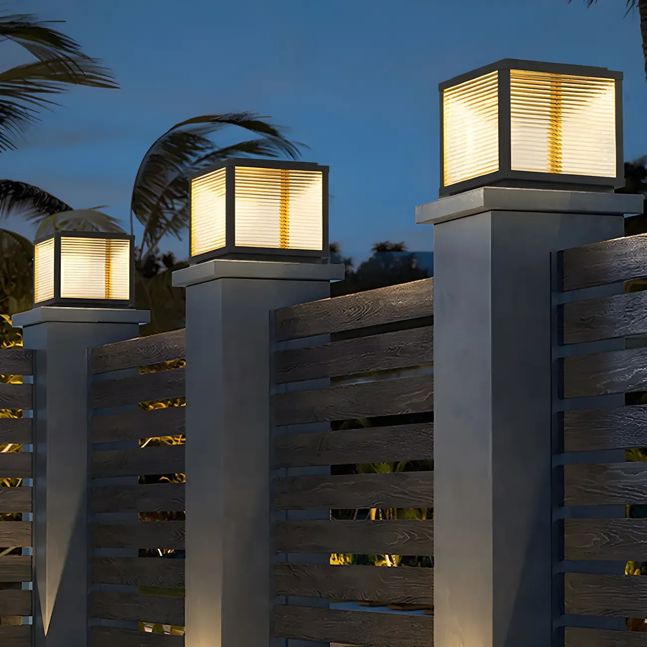 Solar Black Metal Modern Cube Post Cap Light Image - 5