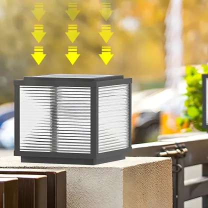 Solar Black Metal Modern Cube Post Cap Light Image - 7