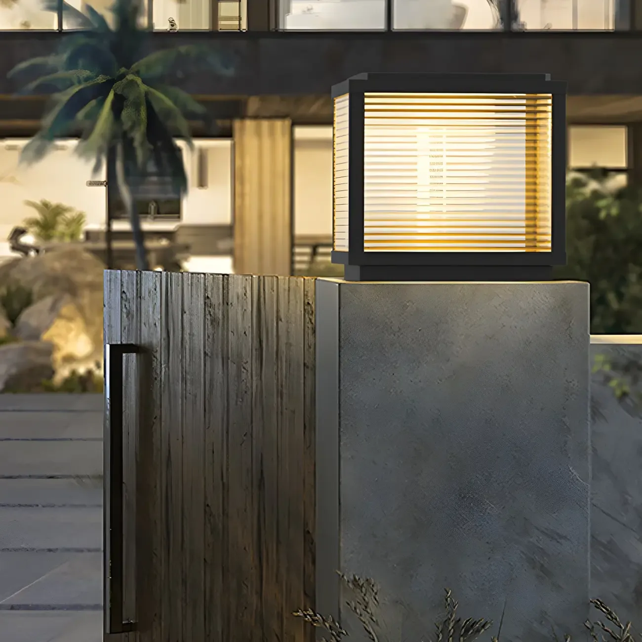 Solar Black Metal Modern Cube Post Cap Light Image - 8