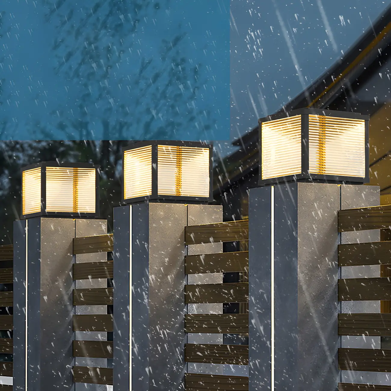 Solar Black Metal Modern Cube Post Cap Light Image - 9 | homeyfad