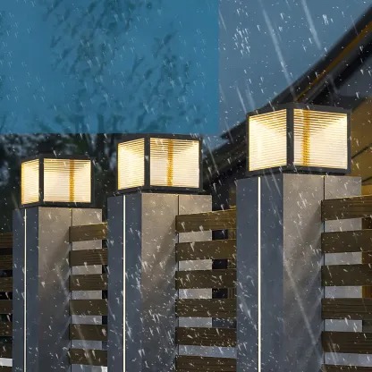 Solar Black Metal Modern Cube Post Cap Light Image - 9