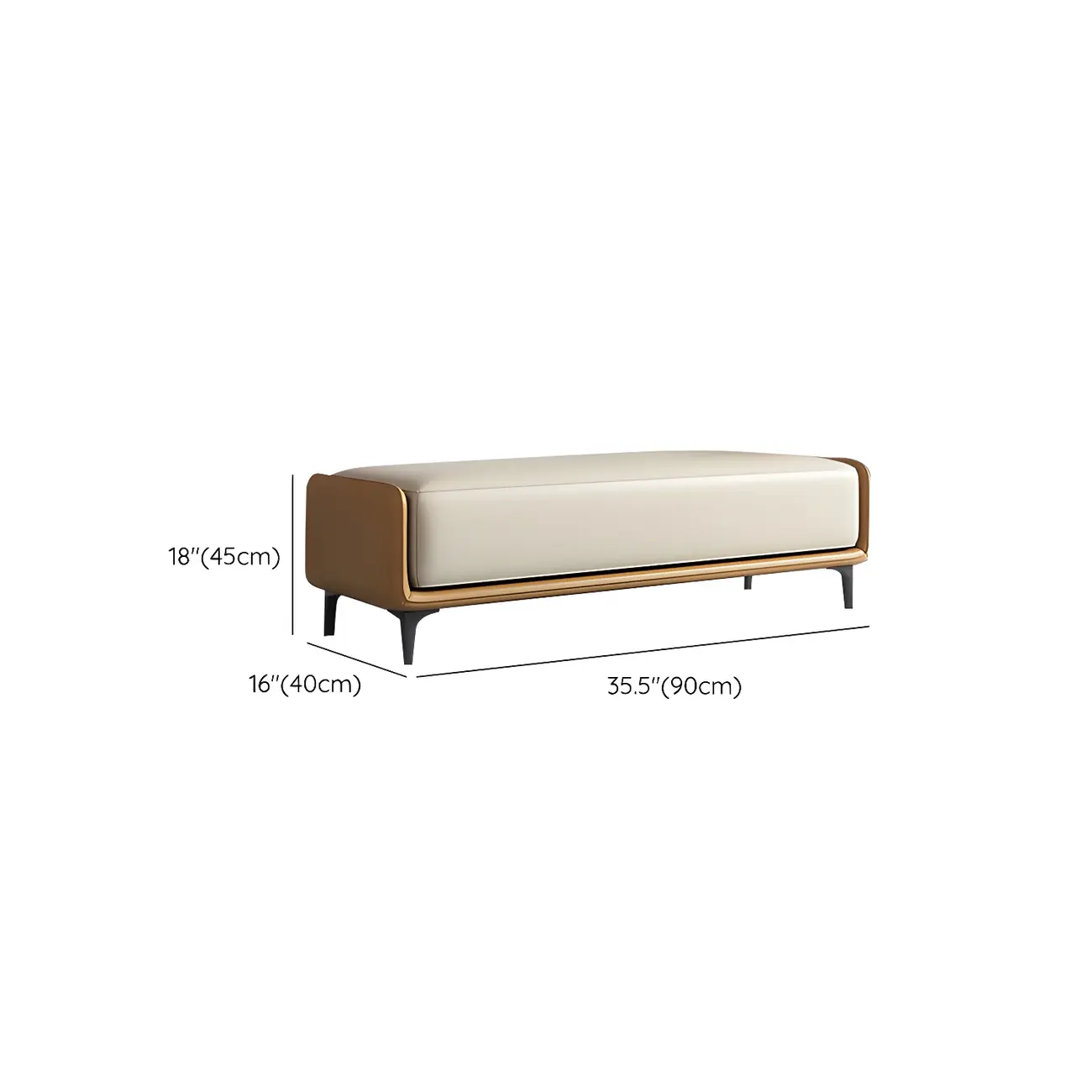 15" Wide Upholstered Rectangle Leather Bedroom Bench with Storage Image - 16 | homeyfad