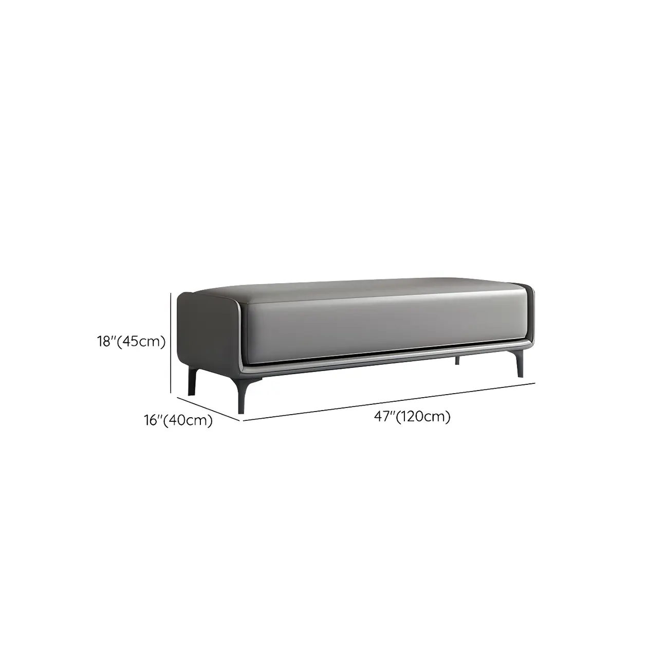 15" Wide Upholstered Rectangle Leather Bedroom Bench with Storage Image - 23 | homeyfad