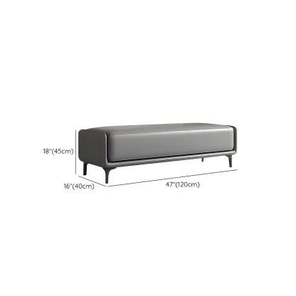 15" Wide Upholstered Rectangle Leather Bedroom Bench with Storage Image - 23