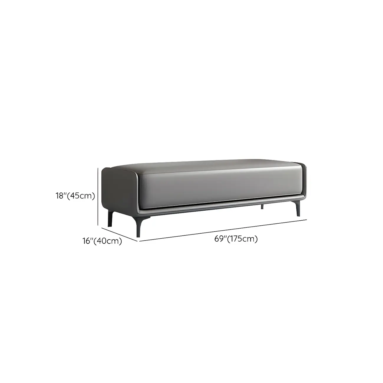 15" Wide Upholstered Rectangle Leather Bedroom Bench with Storage Image - 25 | homeyfad
