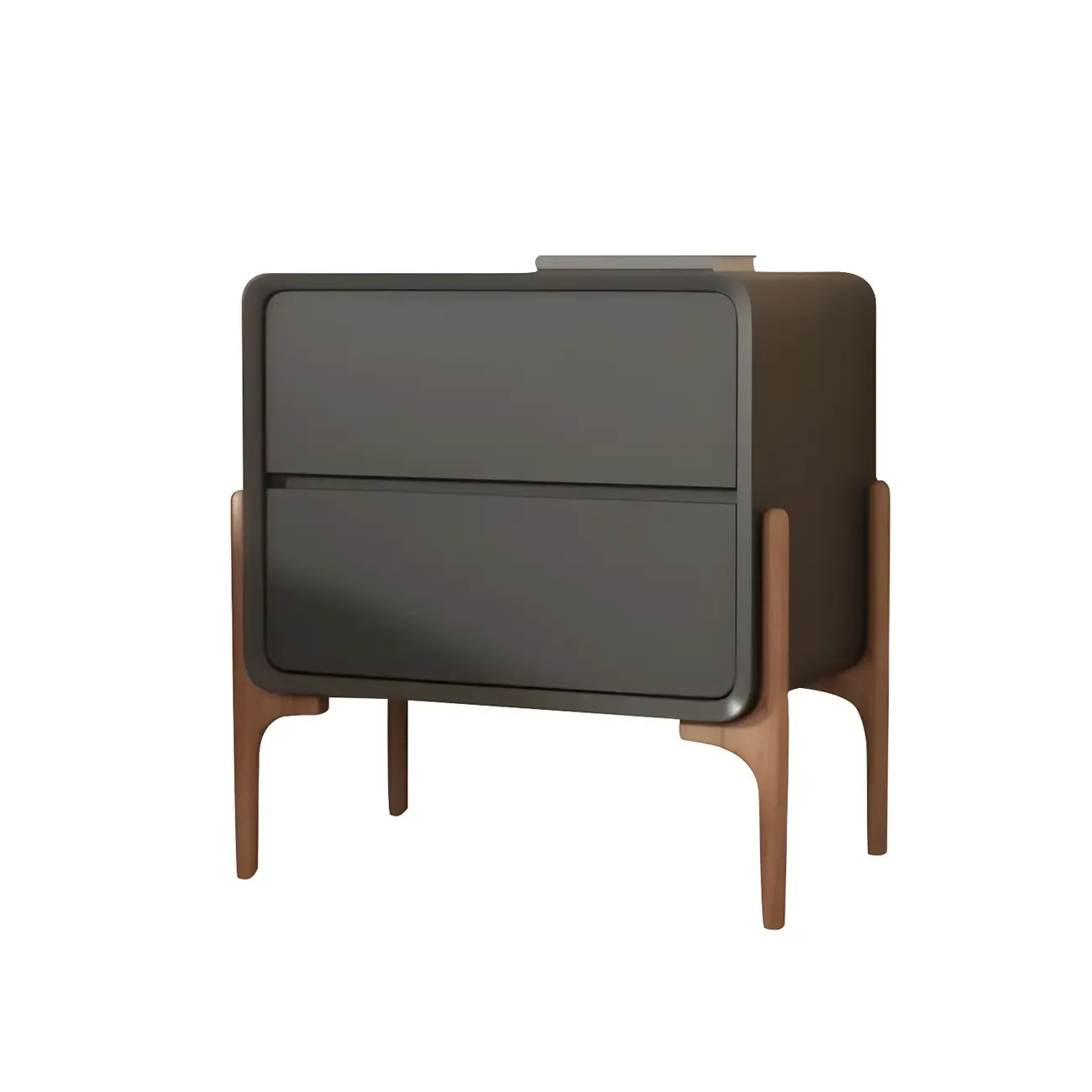 Morandi Cubic Leather Wood Small Bedside Table Image - 9