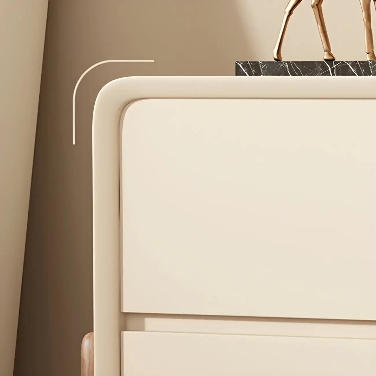 Morandi Cubic Leather Wood Small Bedside Table Image - 12