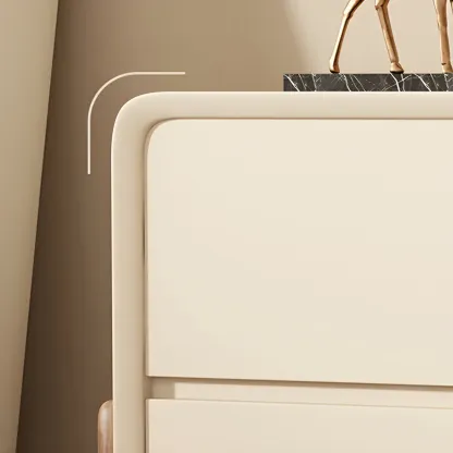 Morandi Cubic Leather Wood Small Bedside Table Image - 12