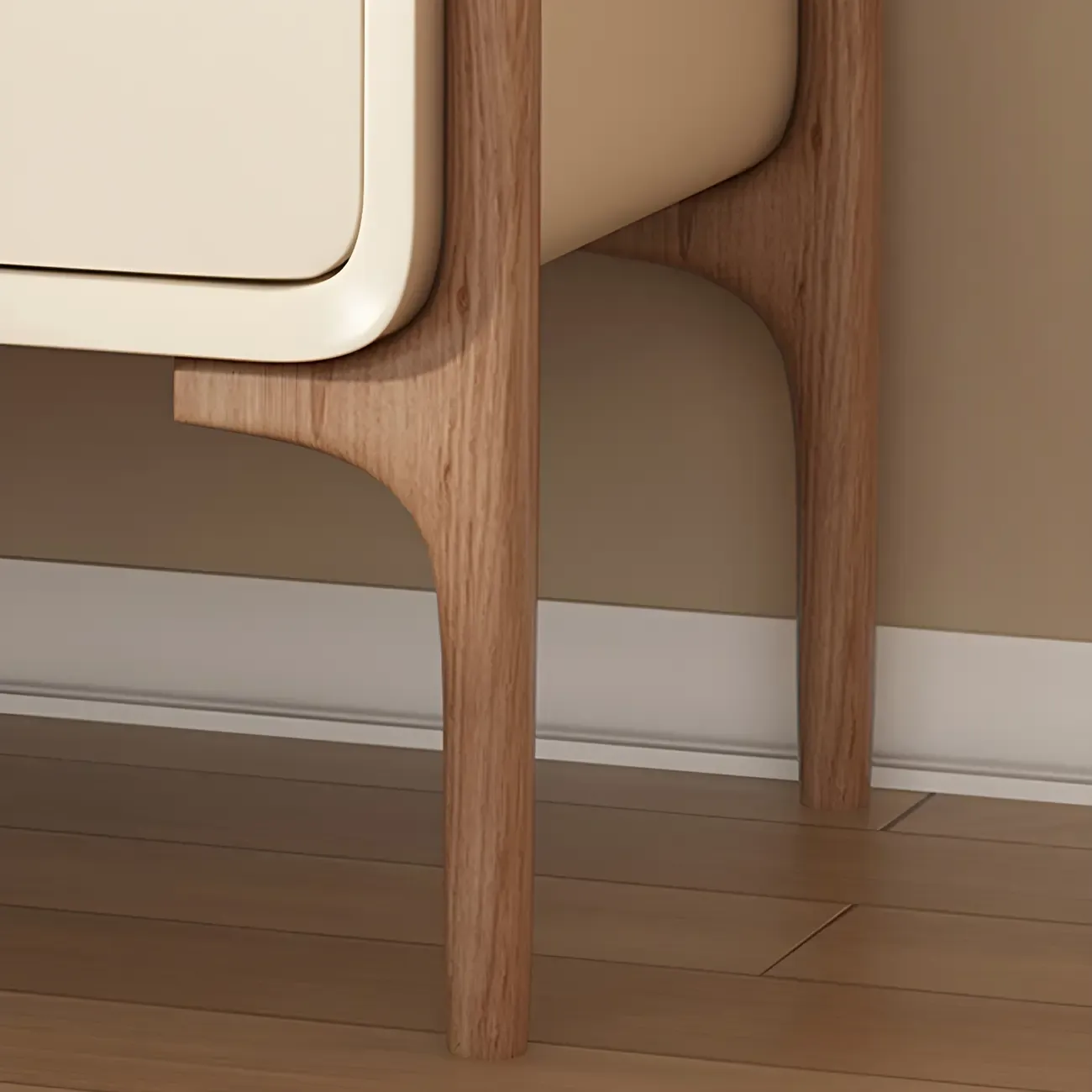 Morandi Cubic Leather Wood Small Bedside Table Image - 16