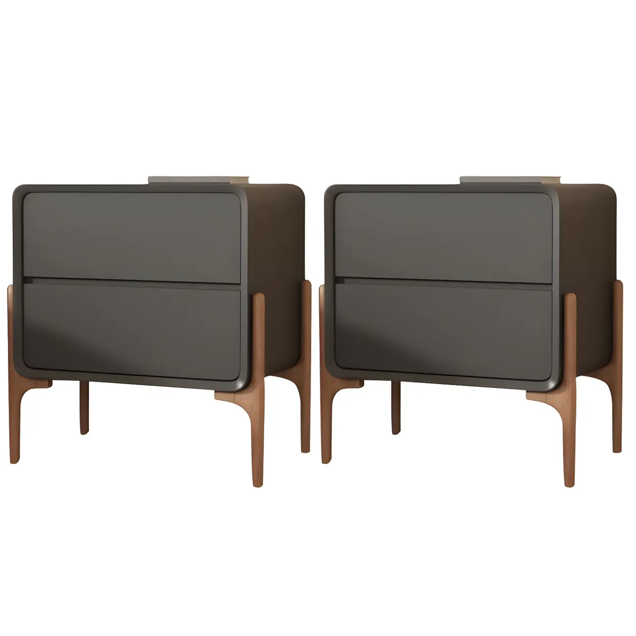 Morandi Cubic Leather Wood Small Bedside Table Image - 18 | homeyfad