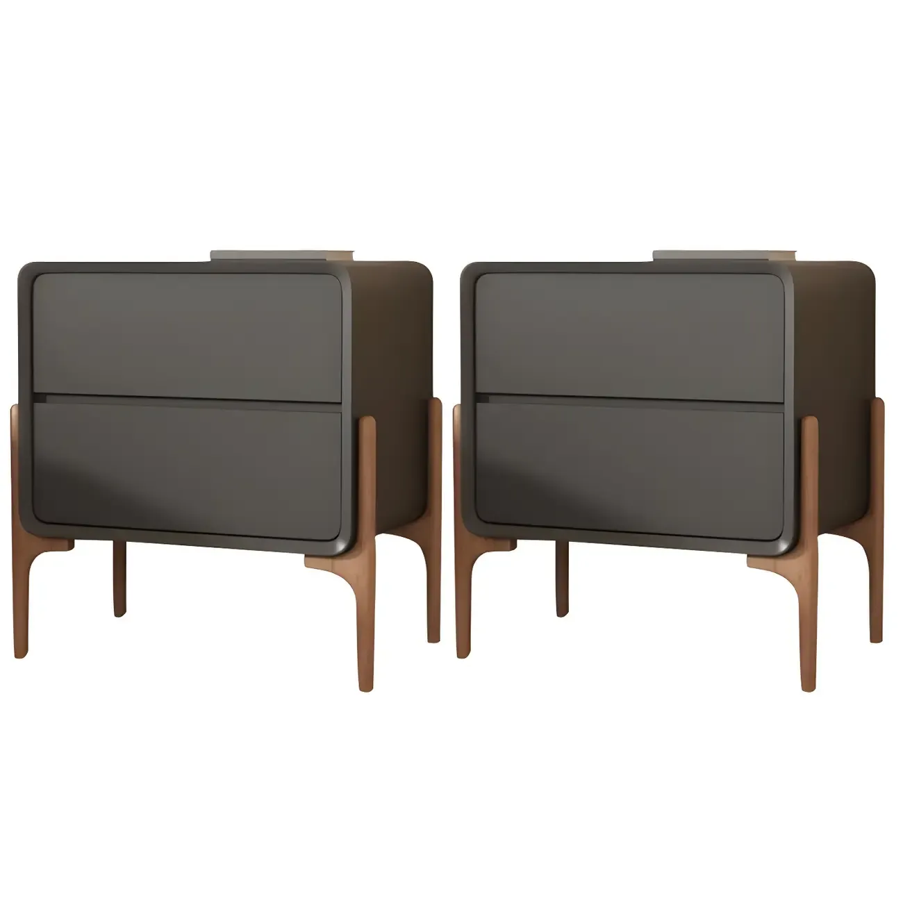 Morandi Cubic Leather Wood Small Bedside Table Image - 18