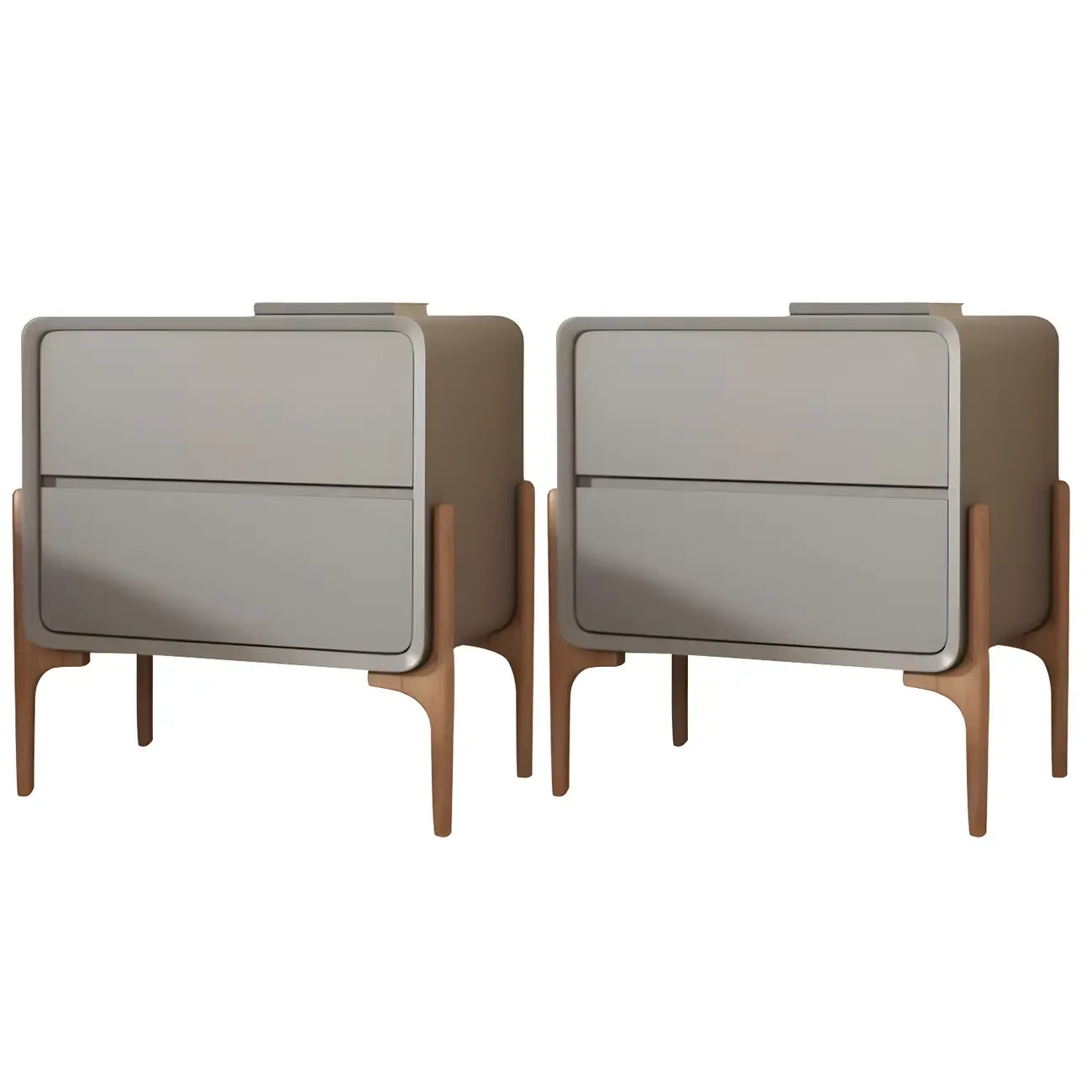 Morandi Cubic Leather Wood Small Bedside Table Image - 19