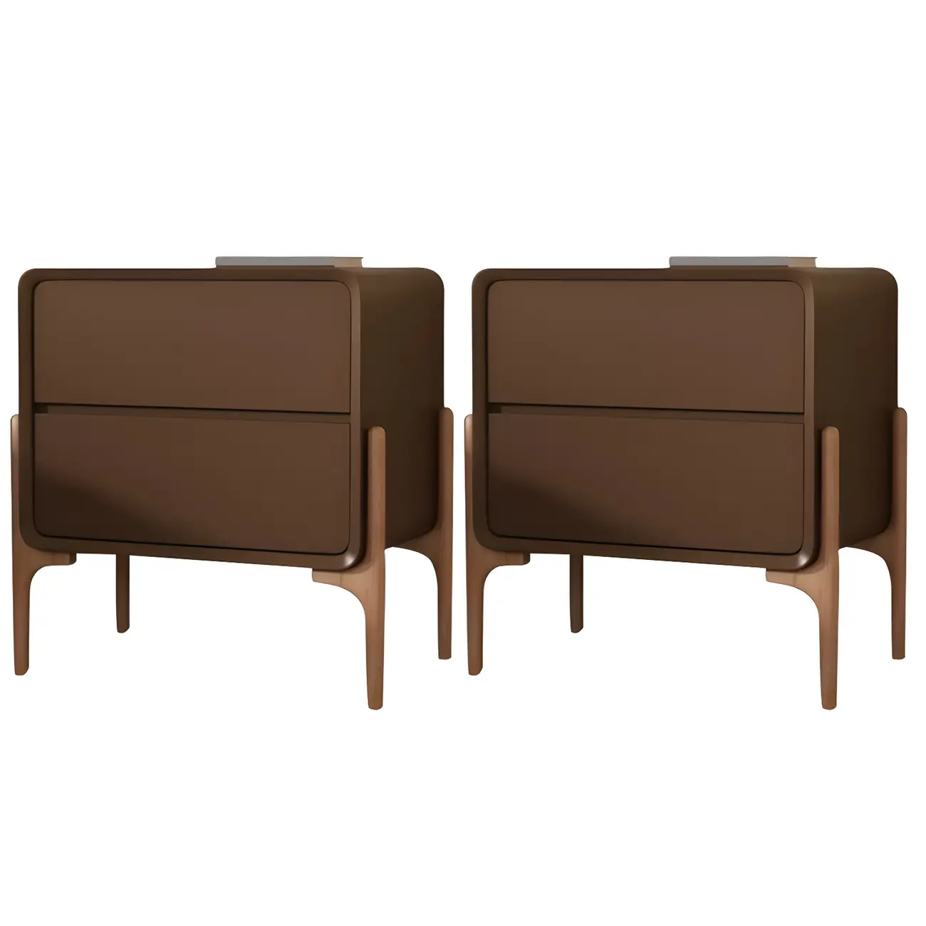 Morandi Cubic Leather Wood Small Bedside Table Image - 21 | homeyfad