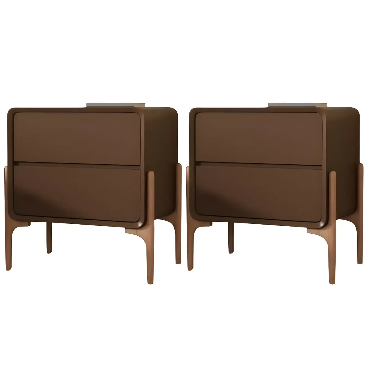 Morandi Cubic Leather Wood Small Bedside Table Image - 21