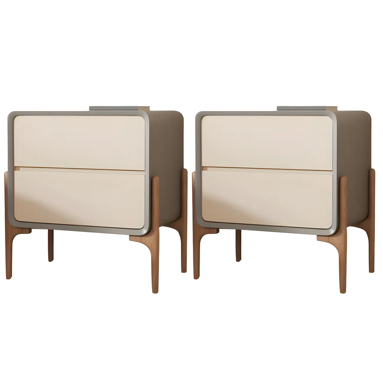 Morandi Cubic Leather Wood Small Bedside Table Image - 23 | homeyfad