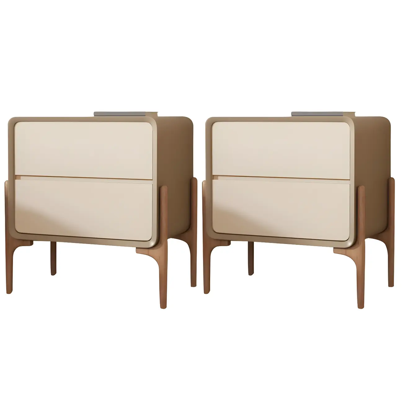 Morandi Cubic Leather Wood Small Bedside Table Image - 24 | homeyfad