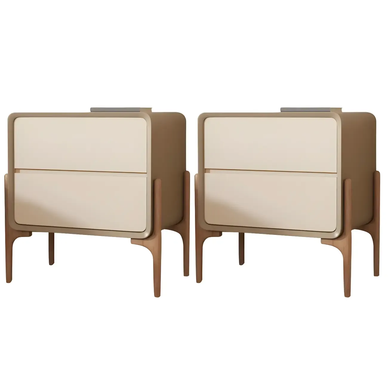 Morandi Cubic Leather Wood Small Bedside Table Image - 24