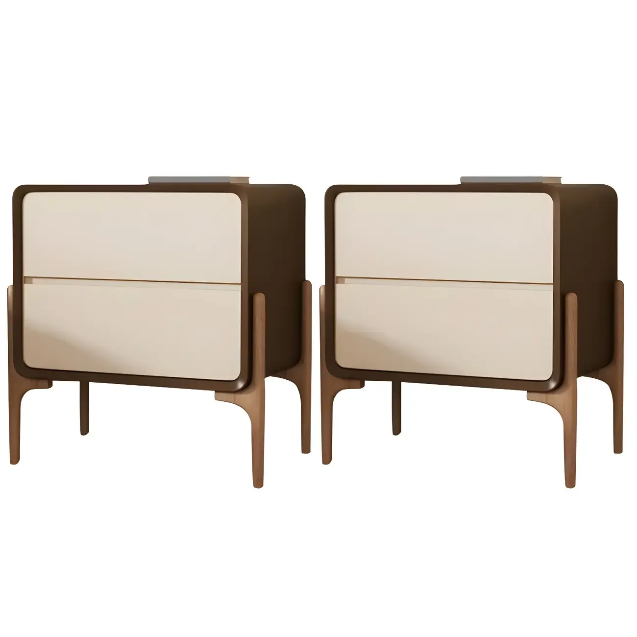 Morandi Cubic Leather Wood Small Bedside Table Image - 25