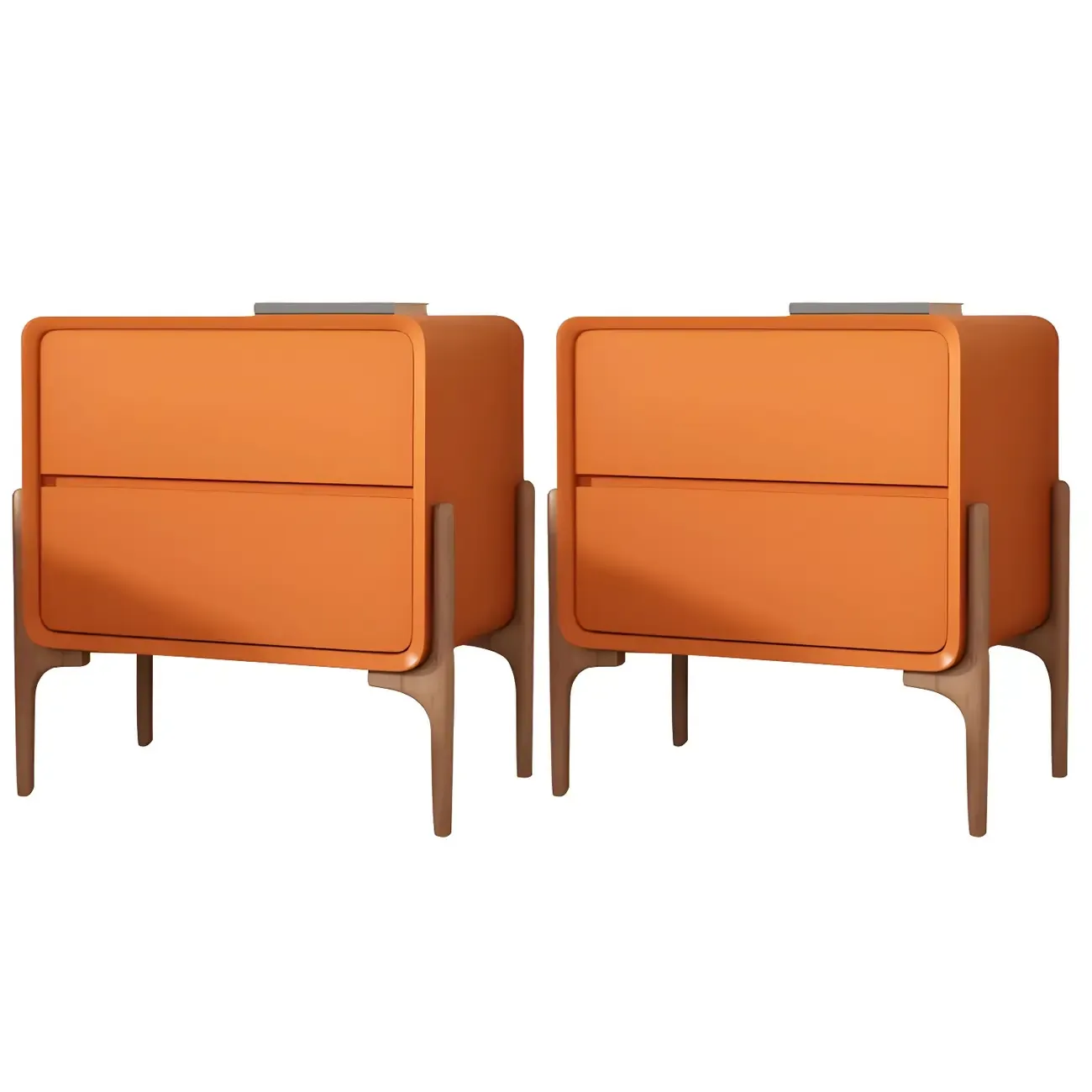 Morandi Cubic Leather Wood Small Bedside Table Image - 26