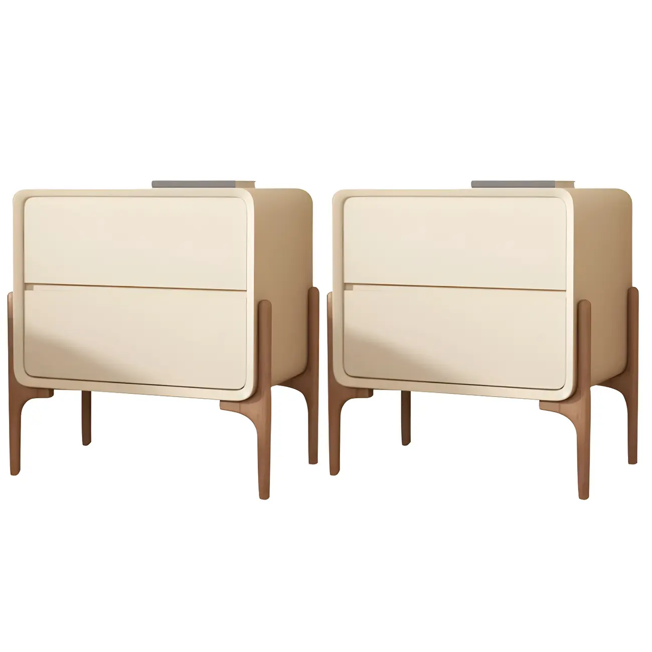 Morandi Cubic Leather Wood Small Bedside Table Image - 27 | homeyfad