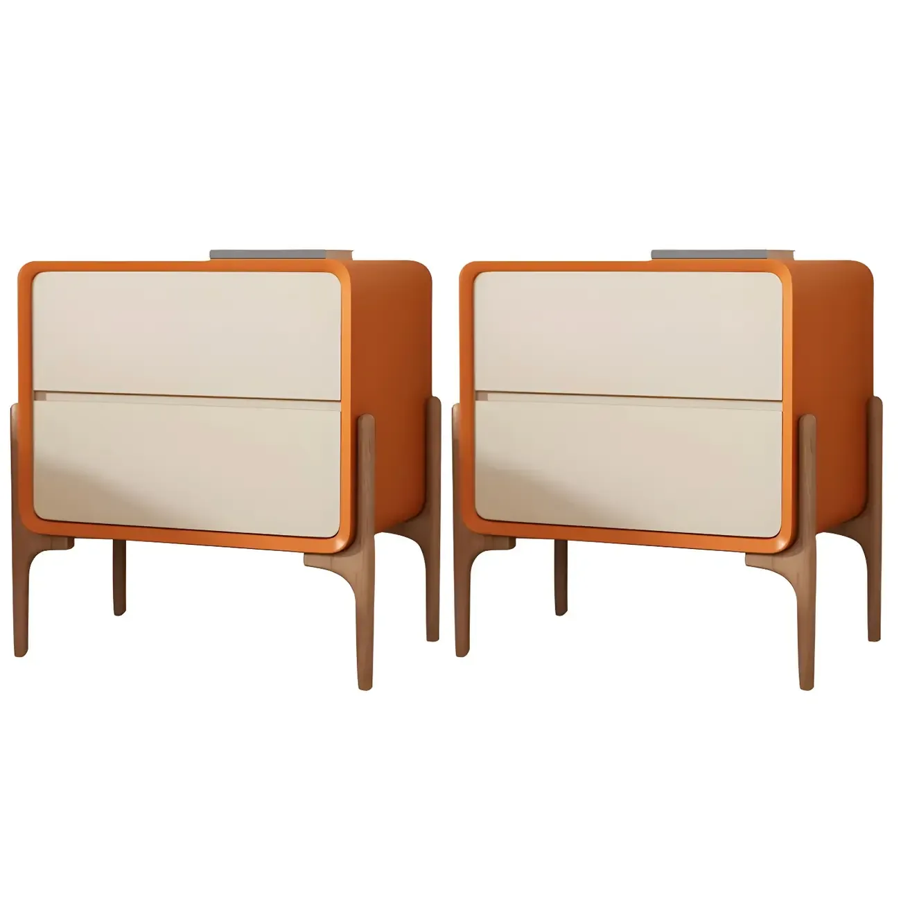 Morandi Cubic Leather Wood Small Bedside Table Image - 28