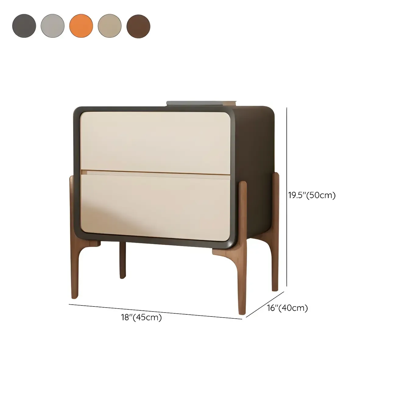 Morandi Cubic Leather Wood Small Bedside Table Image - 33